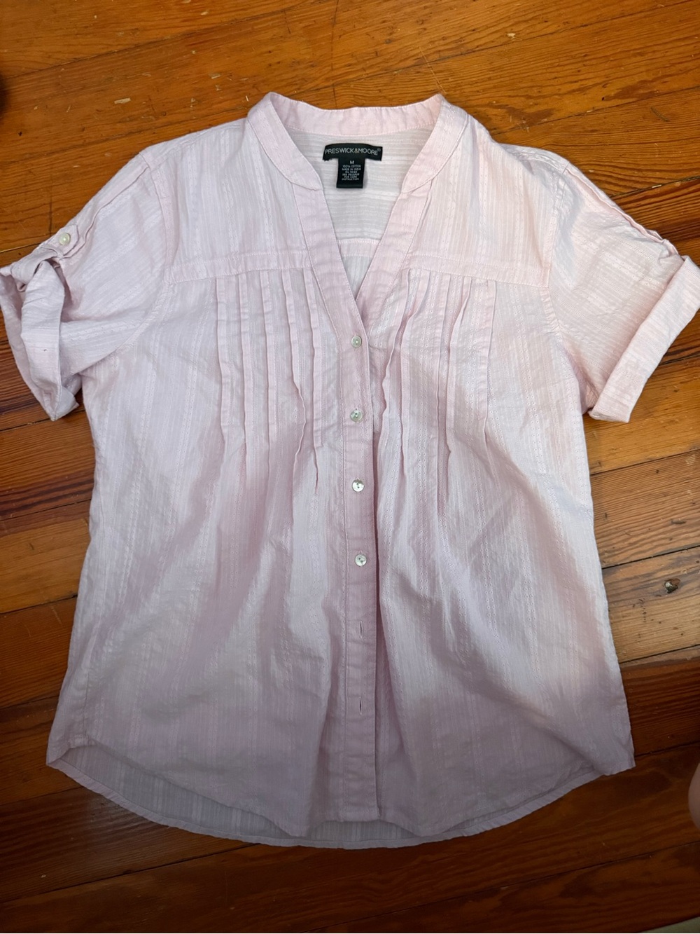 Preswick & Moore Light Pink Pintuck Button-Down Top